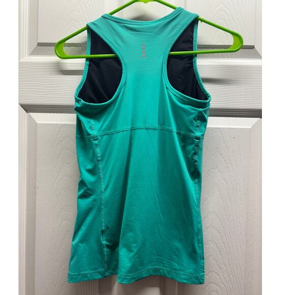 Lot of 2 Lands' End Womens Size XS Athletic Stretch Teal & Black Racerback Tanks - Picture 3 of 6